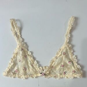 SKIMS STRETCH LACE TRIANGLE
BRALETTE BUTTER ROSEBUD PRINT S